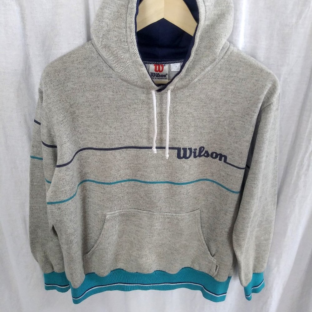 Vintage Wilson Blue & Aqua Hoodie Medium